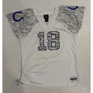 Reebok Indianapolis Colts Manning Jersey Womens L White Blue NFL Football